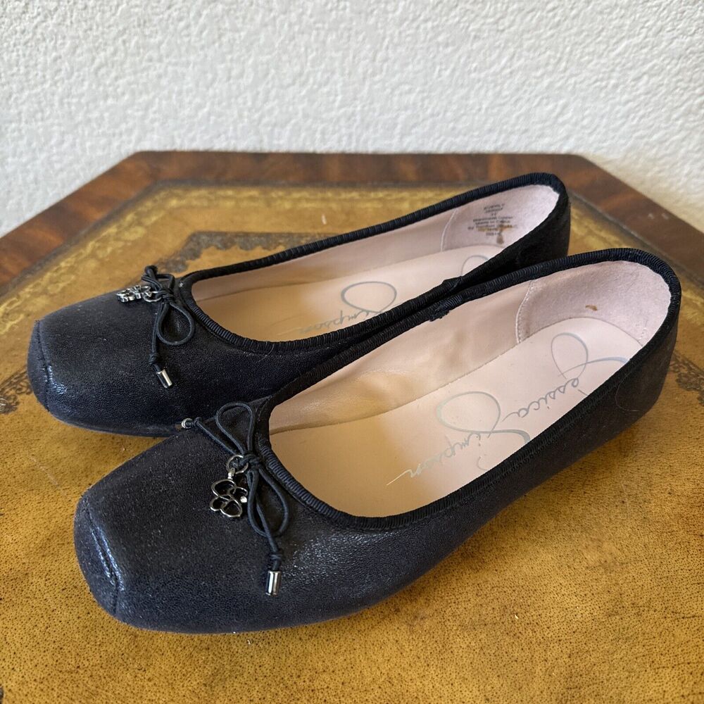 Jessica Simpson Everly‎ Ballet Flats Shimmer Black Girls Women's Size 3.5
